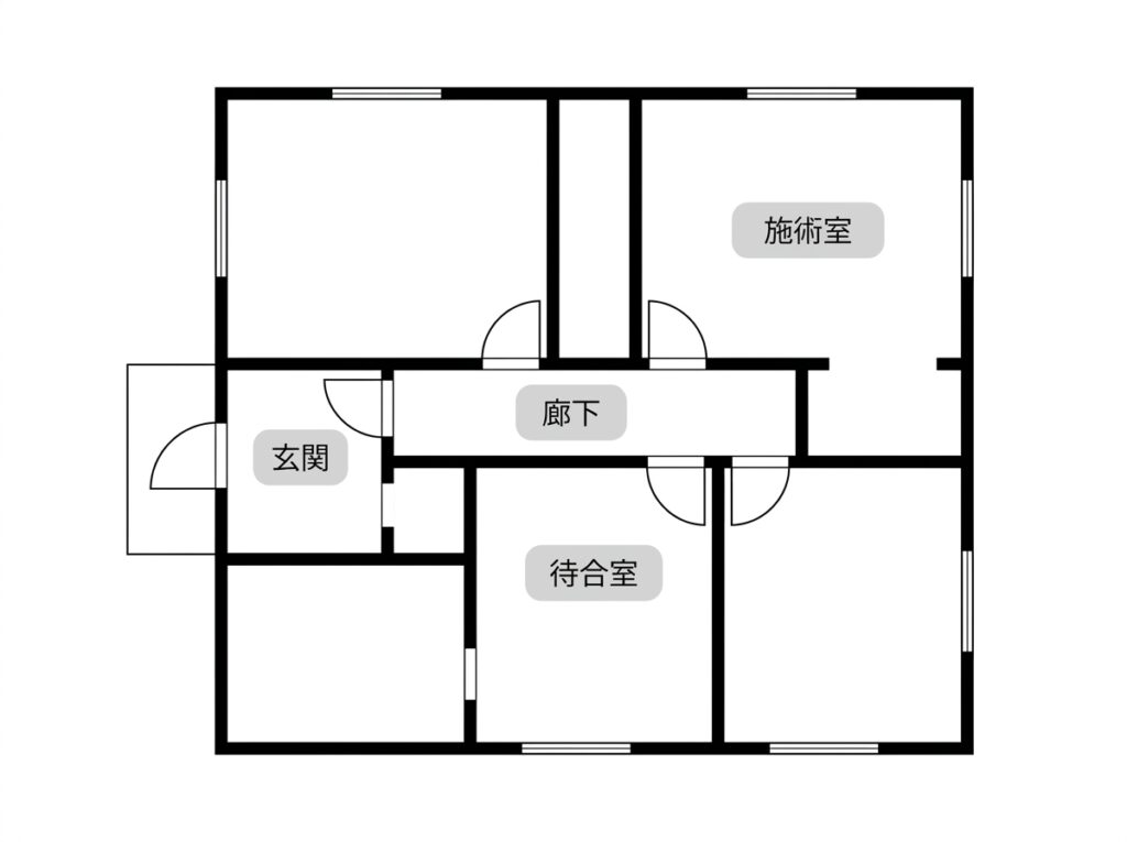 鍼灸院戸建ての間取り例